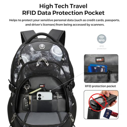 Swissdigital Design Laptop Backpack for Men with USB Charging Port SD803-98 - color: Starry Sky