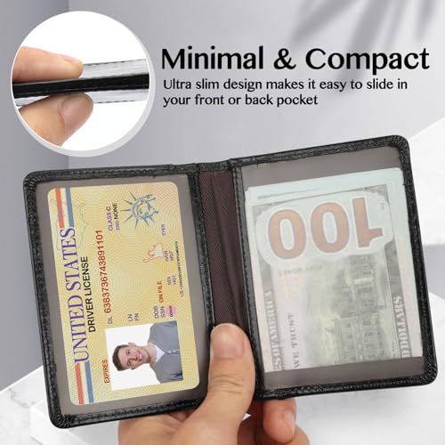 Unaone Slim Minimalist Wallet - Premium Leather Wallets - color: Crackle Black