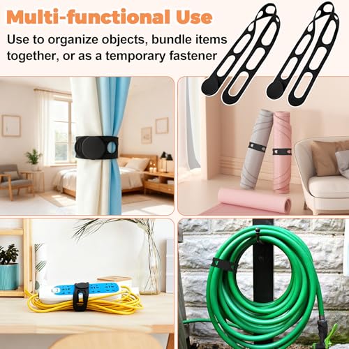 2-Pack Silicone Latch Strap with Buckle for Slow Cooker Pot, Lid, Bento Box, Universal Elastic Self-Lock Strap Tie for Curtain, Cords, Yoga Mat, Silicone Securing Strap (White & Black) - style: White & Black