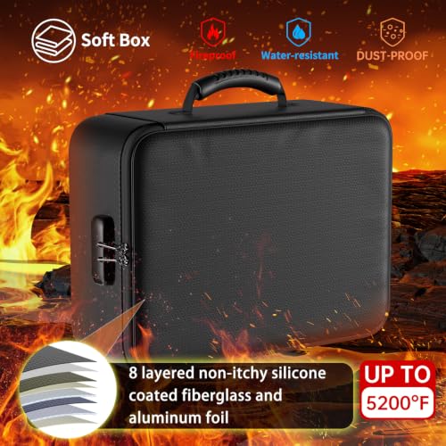 DocSafe 5200°F Fireproof Document Organizer Box with Lock, Heat Insulated - color: Black, size: 15"x11"x4.1"