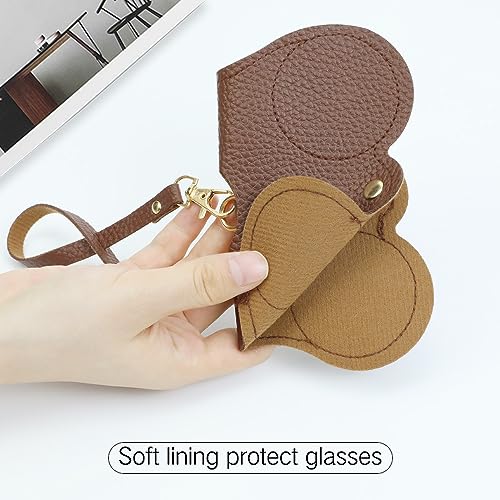 PERFECTSIGHT Hard Shell Eyeglasses Case, Kawaii Protective Glasses Case for Kids, Cute Eyeglass Case for Women Men Girls - color: Brown+orange