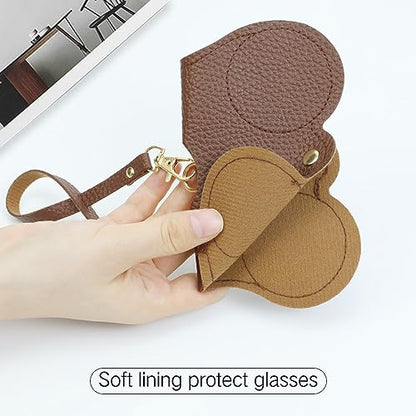 PERFECTSIGHT Hard Shell Eyeglasses Case, Kawaii Protective Glasses Case for Kids, Cute Eyeglass Case for Women Men Girls - color: Brown+orange