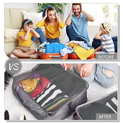 Silkfly 12 Pcs Packing Cubes for Travel,XL, L, M,Classic,Gray - color: Gray, size: XL, L, M, style: Classic