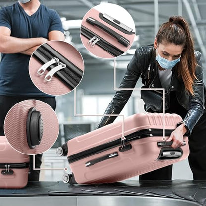 Karl home Luggage Set of 3 Hardside Suitcase Sets-Light Pink(16/20/24/28) - color: Light Pink, size: 3 Piece Set