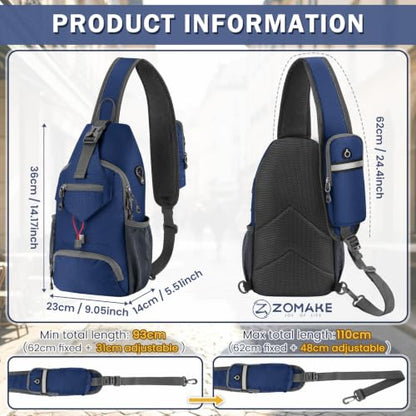ZOMAKE Sling Bag, Cross Body Bag Shoulder Bag Anti-Theft(Dark Blue) - color: Dark Blue
