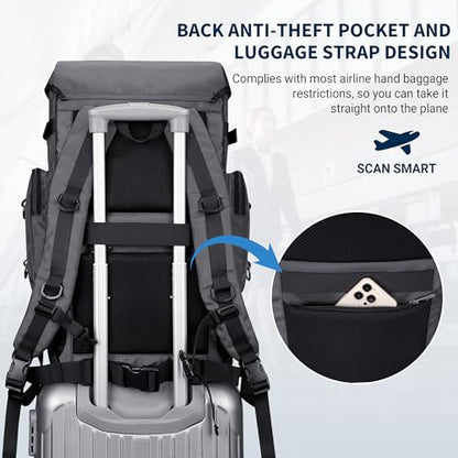WITZMAN Travel Backpack for Men Women Carry-on Convertible Duffel Backpack - color: Silvery Grey