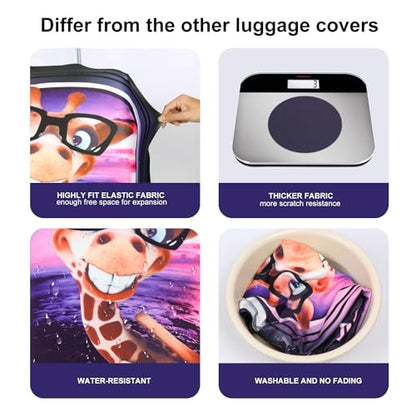 3D Print Design Travel Suitcase Protector Trolley Case Cover 19"-30" Sleeve (XL(Fits to 29"-30" Trolley Case), Giraffe(New Version)) - color: Giraffe(New Version), size: XL(Fits to 29"-30" Trolley Case)