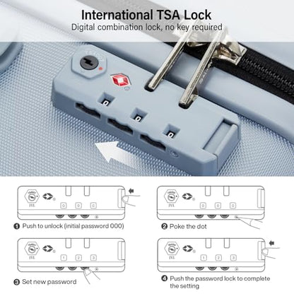 Hanke 24 Inch Checked Luggage, Hard Shell with TSA Lock & Wet Pocket - color: Grey, size: 24 Inch