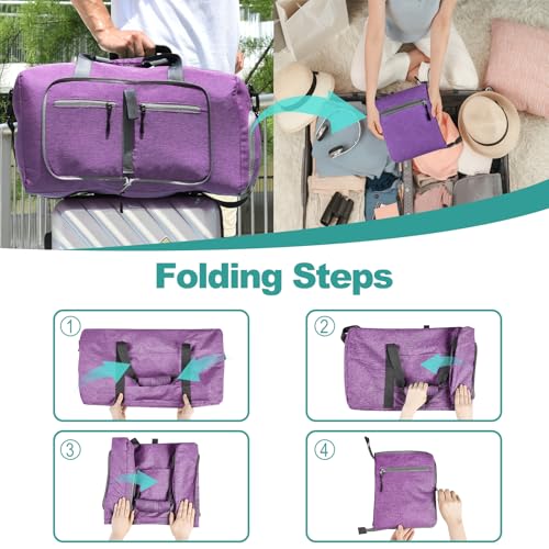 Dimayar 40L Foldable Duffle Bag, Travel & Weekender, Overnight, Gym - color: Purple, size: 40L