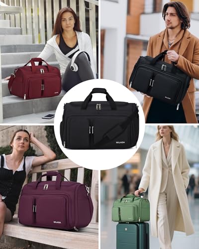MILADA Carry On Luggage Bags for Travel Foldable Personal Item Travel Bag - color: Black, size: Carry On 21.5 inch