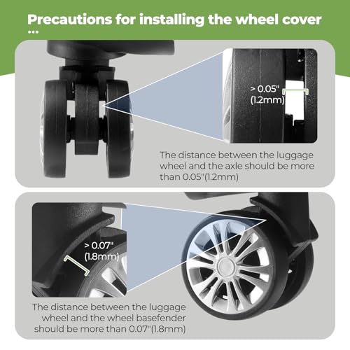 8Pcs Upgrade Luggage Wheel Covers, Travel Accessories (Green) - color: Green