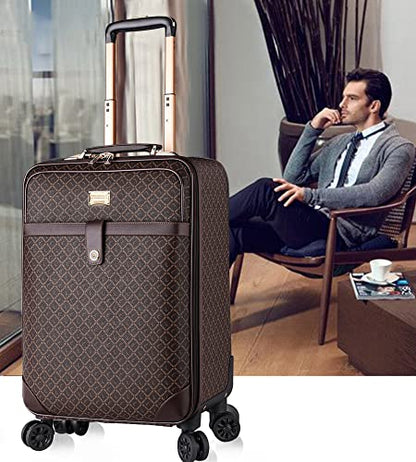 feilario 2 pcs Waterproof PVC Leather Business Carry On Luggage, TSA Lock - color: rhombus