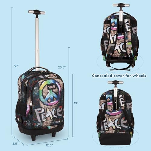 Tilami Rolling Backpack for Boys and Girls,Peace - color: Peace