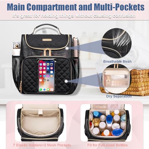 Otevan Large Toiletry Bag for Women Men,Quick Dry Hanging Toiletry Bag - color: Black