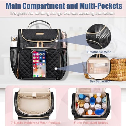 Otevan Large Toiletry Bag for Women Men,Quick Dry Hanging Toiletry Bag - color: Black