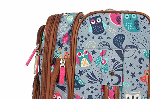 Lily Bloom Luggage Carry On Expandable Design Pattern Suitcase For Woman With Spinner Wheels (Night Owl, 20in) - color: Night Owl