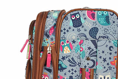 Lily Bloom Luggage Carry On Expandable Design Pattern Suitcase For Woman With Spinner Wheels (Night Owl, 20in) - color: Night Owl