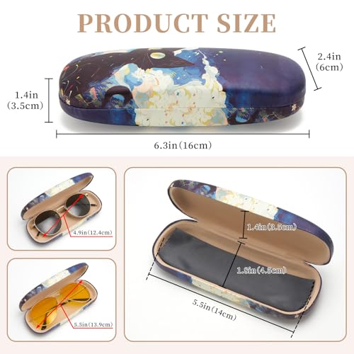 WOZEAH Eyeglasses Case Hard Shell, Protective Glasses Case for Women Men, Portable Eyeglass Holder Box with Cleaning Cloth - color: Cat2