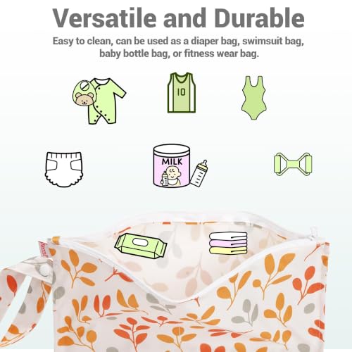 HECCEI Waterproof Wet Bags, 2-Pack Reusable Wet Dry Bag for Beach Travel - color: Sunny Drizzle
