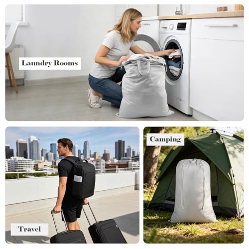 120L Extra Large Laundry Bag with Handles for Travel & Dorms - color: Grey