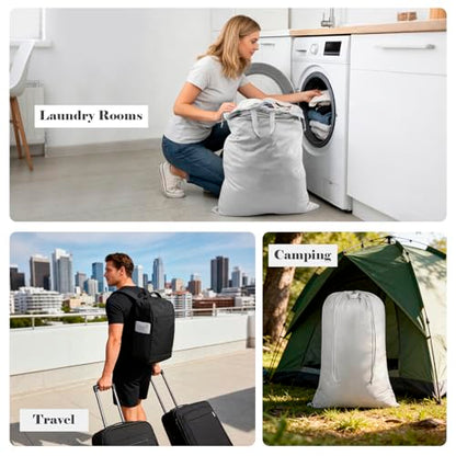 120L Extra Large Laundry Bag with Handles for Travel & Dorms - color: Grey