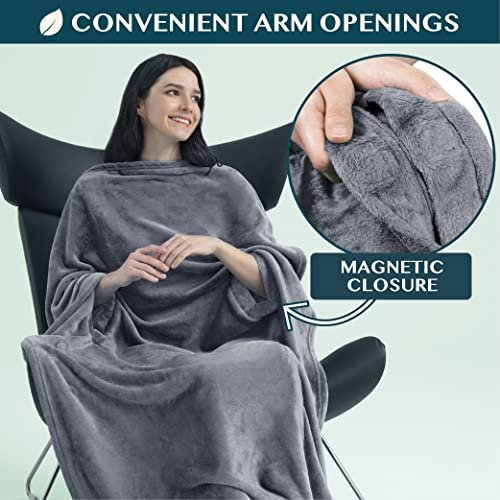 PAVILIA Compact 2-in-1 Travel Blanket Pillow for Airplane Flight, Dark Gray - color: Gray
