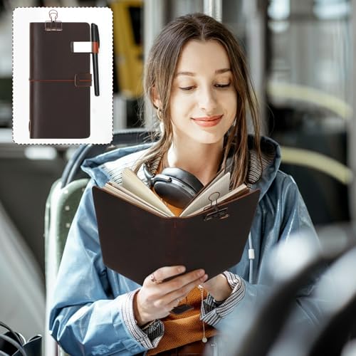 Traveling Refillable Leather Journal Notebook, Dark Brown, Regular Size - color: Dark Brown, size: Regular Size