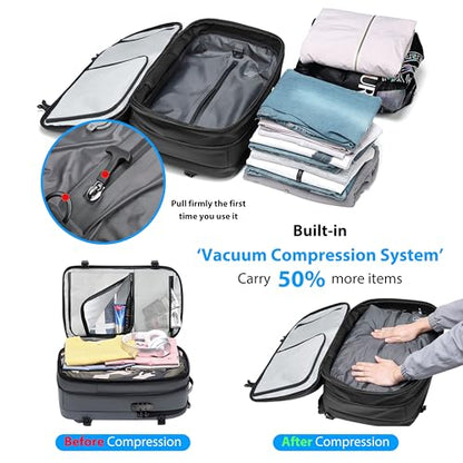 60L Vacuum Backpack Travel, TSA Lock, Charging Port, Waterproof - size: 60L with Pump