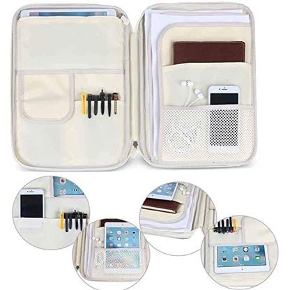 JAKAGO A4 Travel Portfolio Multifunctional Document Organizer Zippered Case for Office Supplies (Flamingo) - color: Flamingo