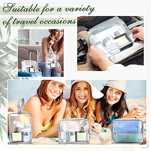 Silkfly 24 Pack Gray Clear Toiletry Bag PVC Travel Cosmetic Bag with Handle Strap Makeup Pouch with Zipper for Women Summer Vacation Salon Teacher Gift - color: Gray