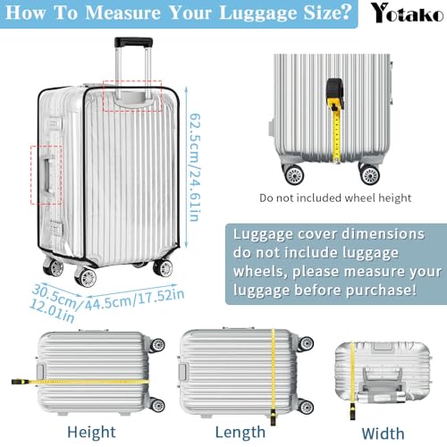 Yotako 슈트케이스 커버 프로텍터 수하물 커버 50.8cm(20인치), 61cm(24인치), 71.1cm(28인치),, 80%투명 20%블랙, 지퍼 없음 - color: 80%투명 20%블랙, size: 26inch