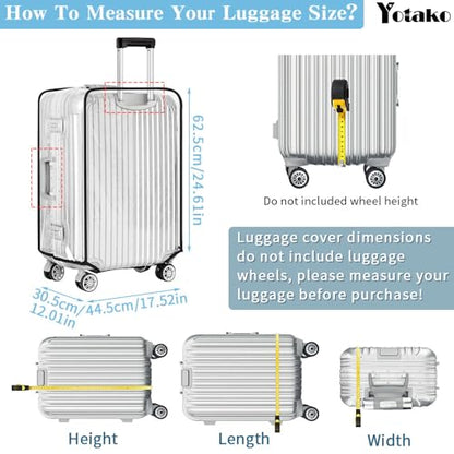 Yotako 슈트케이스 커버 프로텍터 수하물 커버 50.8cm(20인치), 61cm(24인치), 71.1cm(28인치),, 80%투명 20%블랙, 지퍼 없음 - color: 80%투명 20%블랙, size: 26inch