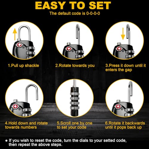 LAFENLIN TSA Combo Lock 4-Pack for Pistol Cases,4-Digit Small Padlock,Black - color: Black - 4 Pack