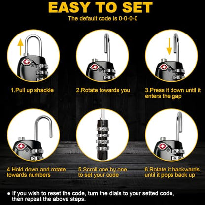 LAFENLIN TSA Combo Lock 4-Pack for Pistol Cases,4-Digit Small Padlock,Black - color: Black - 4 Pack