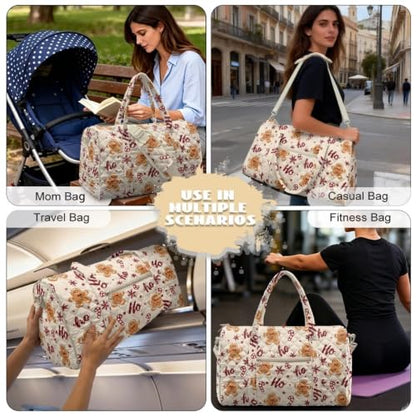 Youngerbaby Gingerbread Man Quilted Duffle Bag for Christmas Overnight - color: Gingerbread Candy Cream