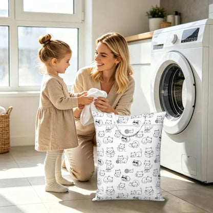 Cute Cartoon Cat Travel Laundry Bag Washable Dirty Clothes Bag for Gym - color: Cute Cartoon Cat