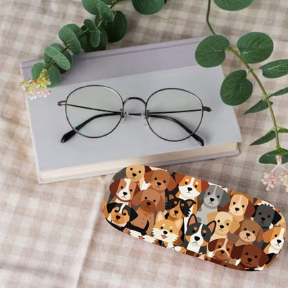 CREATCABIN Cute Eyeglasses Case Hard Shell PU Leather Glasses Case Portable Sunglasses Holder Spectacle Storage Protective Co - style: Dog