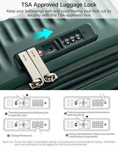 MILADA Expandable Checked Luggage 28 Inch, Hard Shell Large Suitcase - color: Blackish Green, size: Checked Large 28 inch