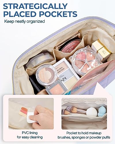 BAGSMART Makeup Bag Travel Toiletry Bag, Zipper Pouch, Lavender Purple - color: 18-Lavender Purple
