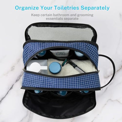 Gonex Travel Toiletry Bag for Men, Water Resistant Dopp Kit for Toiletries - color: Check Patten (Navy Blue)
