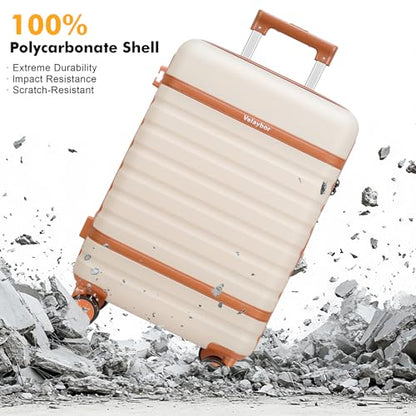 20" Carry On Luggage Set 3 Piece With Travel Backpack, YKK Zippers - color: Beige, size: 3 Piece Set (20inch)