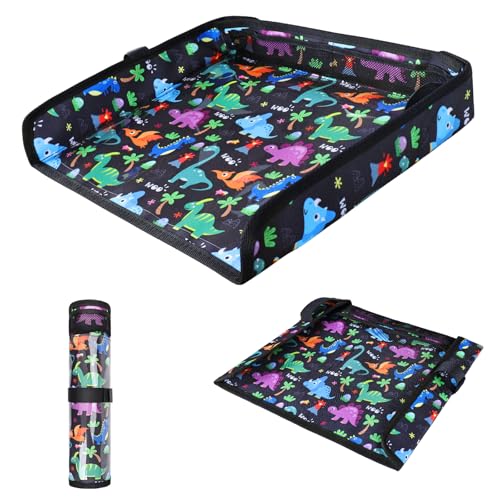 COOLBEBE Airplane Tray Table Cover, Foldable Travel Tray Cover - color: Black Dinosaur