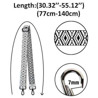Purse Strap Replacement for Crossbody Bags & Handbags - color: Black White Geometric Diamond, size: 2 Inch Wide