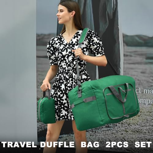 Felipe Varela Foldable Duffle Bag for Travel Weekend Overnight Gym Camping - color: Aqua Green, size: 65L