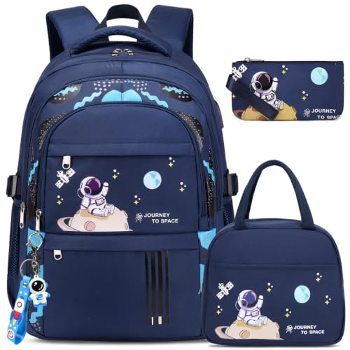 ACESAK Astronaut Backpack for Boys - Boy Backpack Schoolbag with Lunch Bag - color: Blue