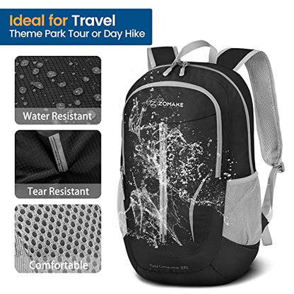ZOMAKE Lightweight Packable Backpack 25L, Foldable Hiking Daypack - color: Black a
