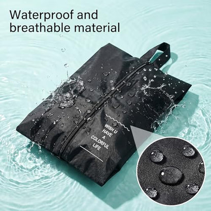 Smell Proof Shoe Bag with Active Carbon Fabric, Odor-Absorbing Waterproof Travel Sports Shoe Bags for Men, Large Golf Gym Cleat Soccer Baseball Organizer with Zipper Handle - Black