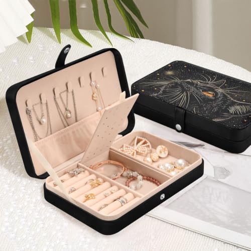 senya Leather Jewelry Box Starry Black Cat Ring Storage - color: Cat 2