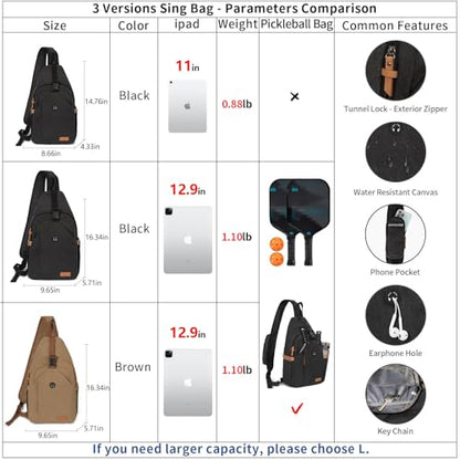 OSOCE Sling Bag for Men, Crossbody Bag Anti-Theft, Headphone Pocket - color: Black, size: Large