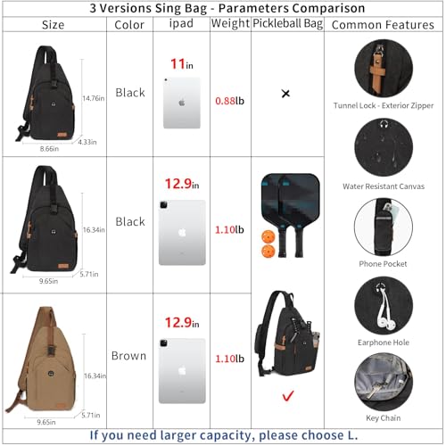OSOCE Sling Bag for Men, Crossbody Bag Anti-Theft, Headphone Pocket - color: Black, size: Small